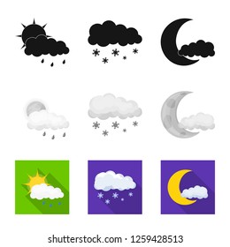 Vector design of weather and climate sign. Collection of weather and cloud stock symbol for web.