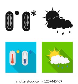 Vector design of weather and climate sign. Set of weather and cloud vector icon for stock.