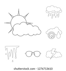 Vector design of weather and climate sign. Collection of weather and cloud vector icon for stock.