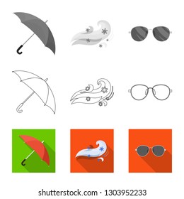 Vector design of weather and climate sign. Collection of weather and cloud stock symbol for web.
