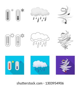 Vector design of weather and climate sign. Set of weather and cloud stock vector illustration.