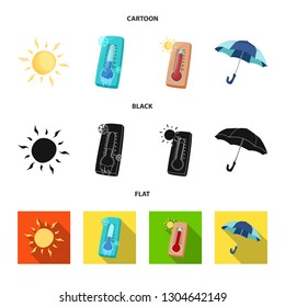 Vector design of weather and climate sign. Set of weather and cloud stock vector illustration.