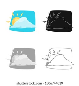 Vector design of weather and climate sign. Collection of weather and cloud stock symbol for web.