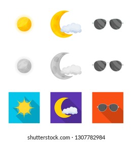 Vector design of weather and climate sign. Collection of weather and cloud vector icon for stock.