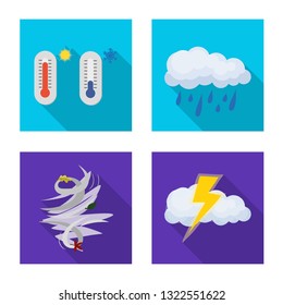 Vector design of weather and climate sign. Collection of weather and cloud vector icon for stock.