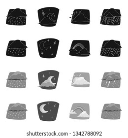 Vector design of weather and climate sign. Collection of weather and cloud stock symbol for web.