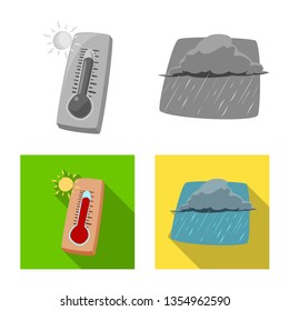 Vector design of weather and climate sign. Set of weather and cloud vector icon for stock.