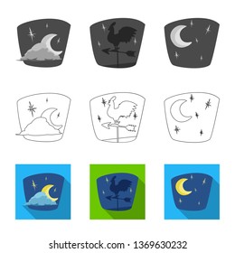 Vector design of weather and climate sign. Collection of weather and cloud vector icon for stock.