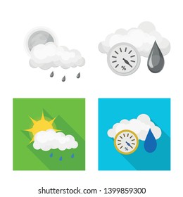 Vector design of weather and climate sign. Set of weather and cloud vector icon for stock.