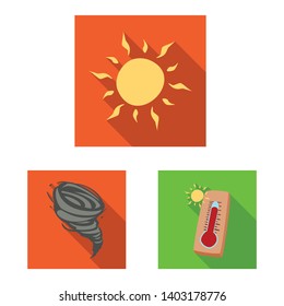 Vector design of weather and climate sign. Set of weather and cloud stock symbol for web.
