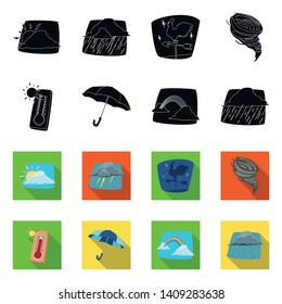 Vector design of weather and climate sign. Set of weather and cloud stock symbol for web.