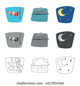 Vector design of weather and climate sign. Collection of weather and cloud stock symbol for web.