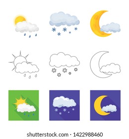 Vector design of weather and climate sign. Collection of weather and cloud stock vector illustration.
