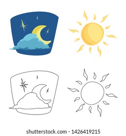 Vector design of weather and climate sign. Set of weather and cloud stock symbol for web.