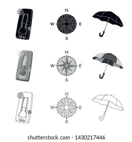 Vector design of weather and climate sign. Collection of weather and cloud vector icon for stock.