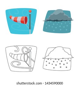 Vector design of weather and climate sign. Collection of weather and cloud vector icon for stock.