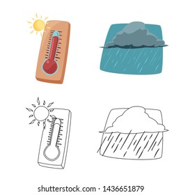 Vector design of weather and climate sign. Collection of weather and cloud stock vector illustration.