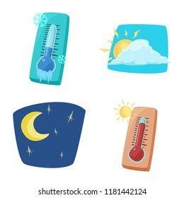 Vector design of weather and climate symbol. Set of weather and cloud stock vector illustration.