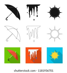 Vector design of weather and climate symbol. Set of weather and cloud stock vector illustration.
