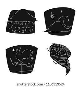 Vector design of weather and climate symbol. Collection of weather and cloud stock vector illustration.