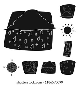 Vector design of weather and climate symbol. Collection of weather and cloud stock vector illustration.