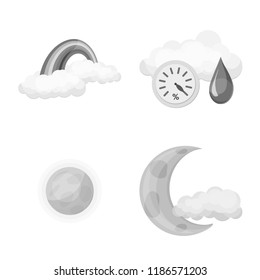 Vector design of weather and climate symbol. Collection of weather and cloud stock vector illustration.