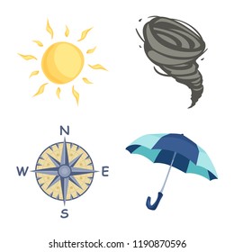 Vector design of weather and climate symbol. Collection of weather and cloud stock vector illustration.