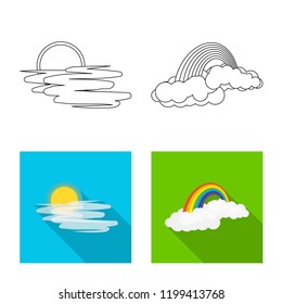 Vector design of weather and climate symbol. Collection of weather and cloud vector icon for stock.