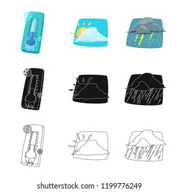 Vector design of weather and climate symbol. Set of weather and cloud stock vector illustration.