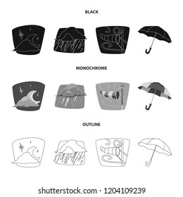 Vector design of weather and climate symbol. Set of weather and cloud stock vector illustration.