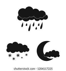 Vector design of weather and climate symbol. Set of weather and cloud stock vector illustration.