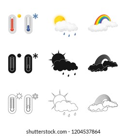 Vector design of weather and climate symbol. Set of weather and cloud stock vector illustration.