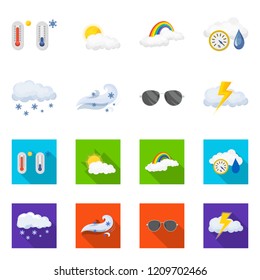 Vector design of weather and climate symbol. Collection of weather and cloud vector icon for stock.