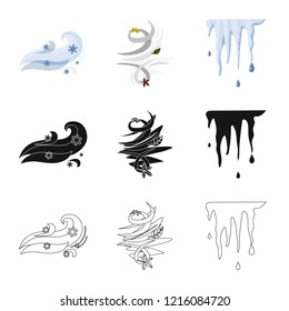 Vector design of weather and climate symbol. Collection of weather and cloud vector icon for stock.