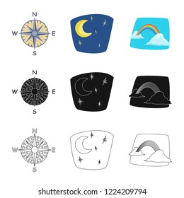 Vector design of weather and climate symbol. Collection of weather and cloud stock vector illustration.