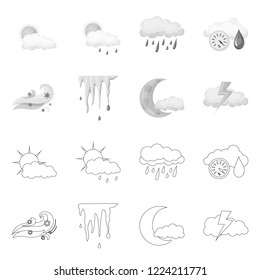 Vector design of weather and climate symbol. Set of weather and cloud stock symbol for web.