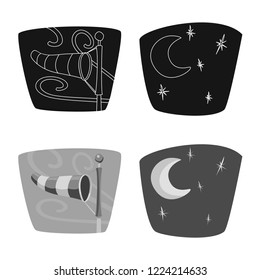 Vector design of weather and climate symbol. Collection of weather and cloud stock vector illustration.