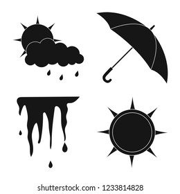 Vector design of weather and climate symbol. Collection of weather and cloud stock symbol for web.