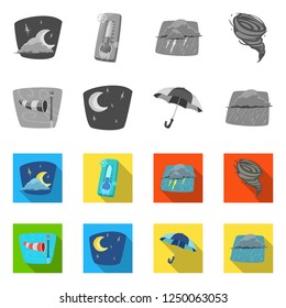 Vector design of weather and climate symbol. Collection of weather and cloud vector illustration.
