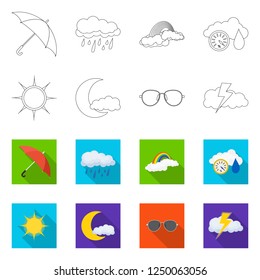 Vector design of weather and climate symbol. Set of weather and cloud vector illustration.