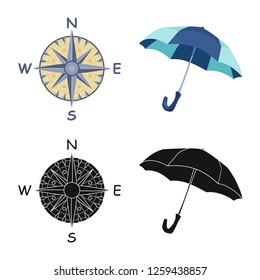 Vector design of weather and climate symbol. Collection of weather and cloud stock vector illustration.