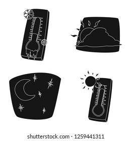 Vector design of weather and climate symbol. Set of weather and cloud vector icon for stock.