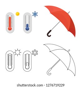 Vector design of weather and climate symbol. Collection of weather and cloud vector icon for stock.