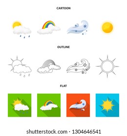 Vector design of weather and climate symbol. Collection of weather and cloud stock vector illustration.
