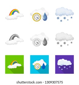 Vector design of weather and climate symbol. Collection of weather and cloud vector icon for stock.