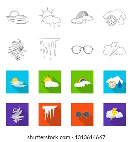 Vector design of weather and climate symbol. Collection of weather and cloud vector icon for stock.