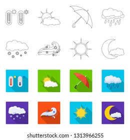 Vector design of weather and climate symbol. Collection of weather and cloud vector icon for stock.