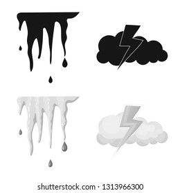 Vector design of weather and climate symbol. Collection of weather and cloud vector icon for stock.