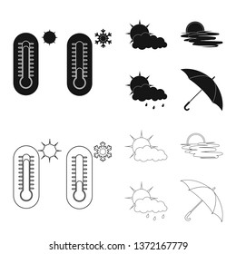 Vector design of weather and climate symbol. Set of weather and cloud stock vector illustration.