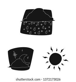 Vector design of weather and climate symbol. Set of weather and cloud stock vector illustration.